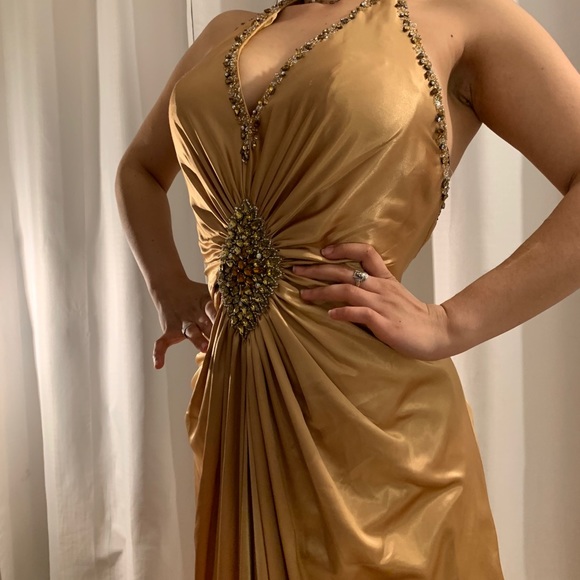 Vintage Dresses & Skirts - Vintage golden glamour evening gown